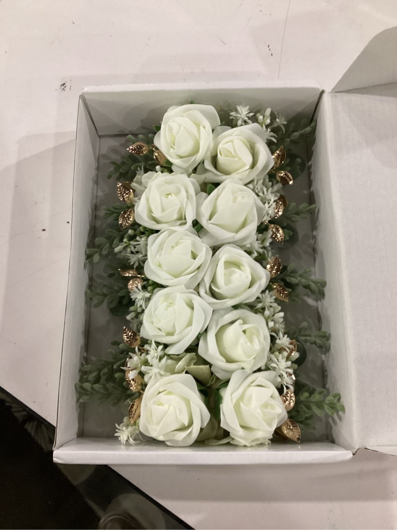 Condition photo showing Good Condition for serwalin 10pcs boutonniere for men, white groom and best man boutonniere, artificial flowers for wedding decor/prom/homecoming/ceremony anniversary/formal dinner party a-white 10pcs boutonniere