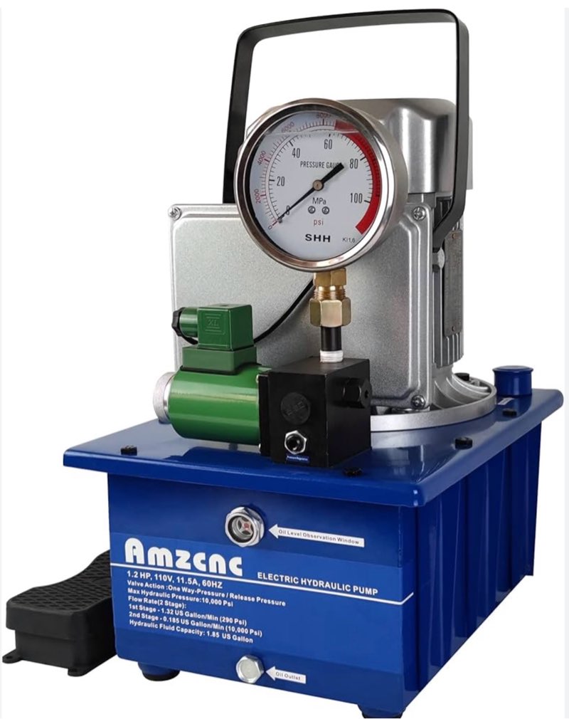 amzcnc electric hydraulic pump power pack unit 2 stage single acting 110v/120v 10k psi(10000psi one way