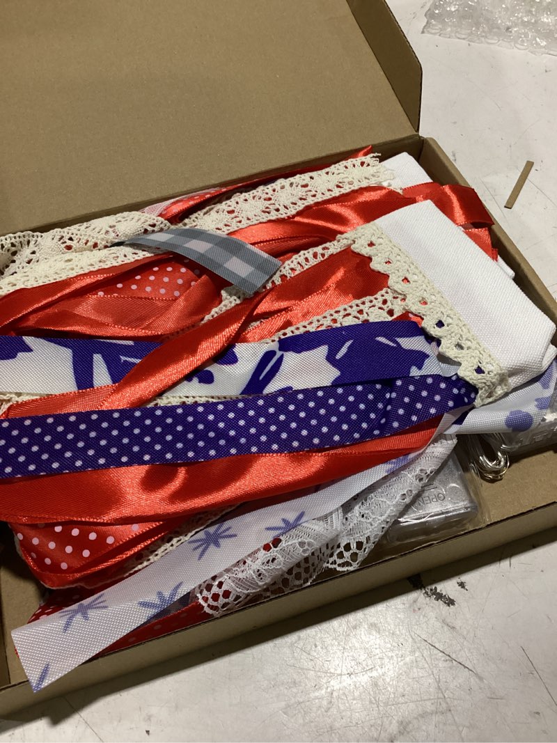 Condition photo showing Good Condition for 2 pcs 4th of july rag decoration led vintage usa flag bunting patriotic 250th anniversary independence day banner memorial day wall hanging decor for indoor outdoor holiday party accessories