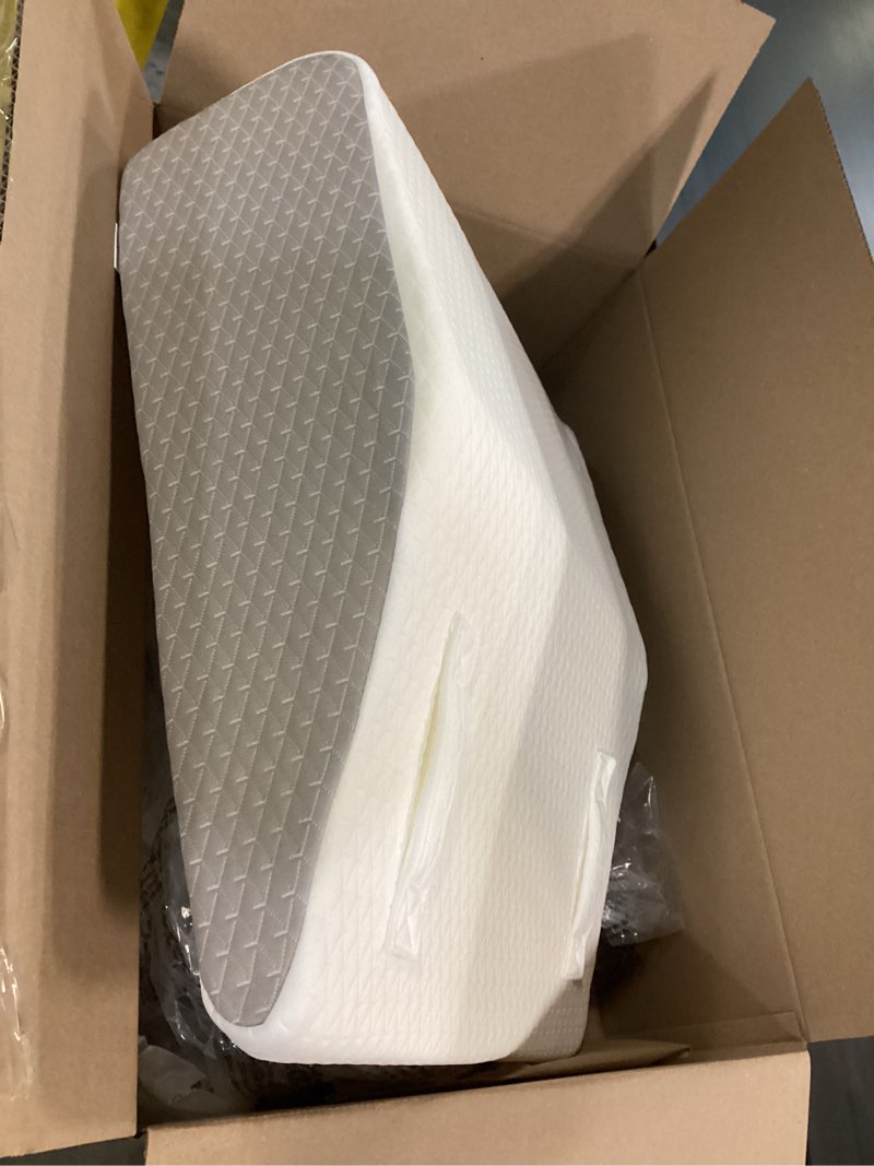 Condition photo showing Good Condition for ruqmuis leg elevation pillow for after surgery, 8inch foam leg elevating pillow for swelling and blood circulation, leg wedge pillow for sleeping, knee pillow for knee hip ankle pain relief, white flat top 8 inch white/grey