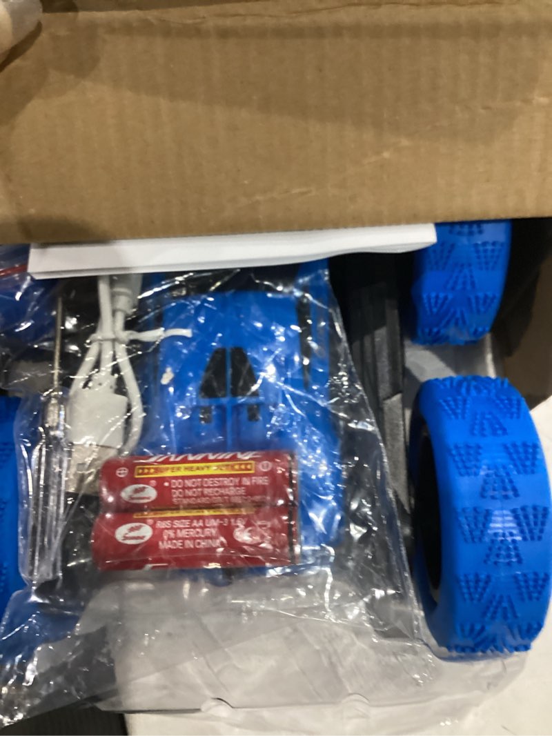 Condition photo showing Good Condition for qunreda remote control car, rc cars toys for kids ages 6-12, 4wd stunt car with led lights & 360° flips, 2.4ghz, upgraded usb-c modular batteries, 8-10 year old boys birthday gift 1-blue