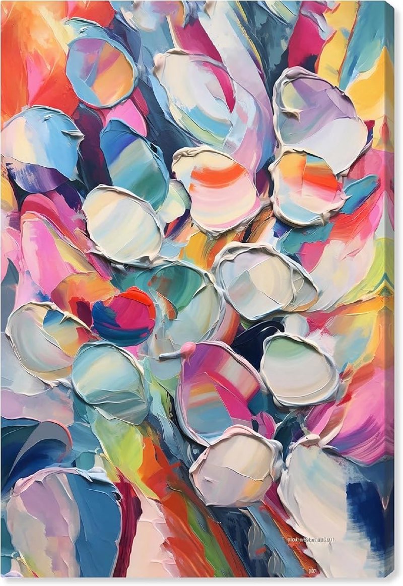  Some Rainbow Petals Retro Modern Abstract Canvas Wall Art, Gallery Wrapped, 30” 45”