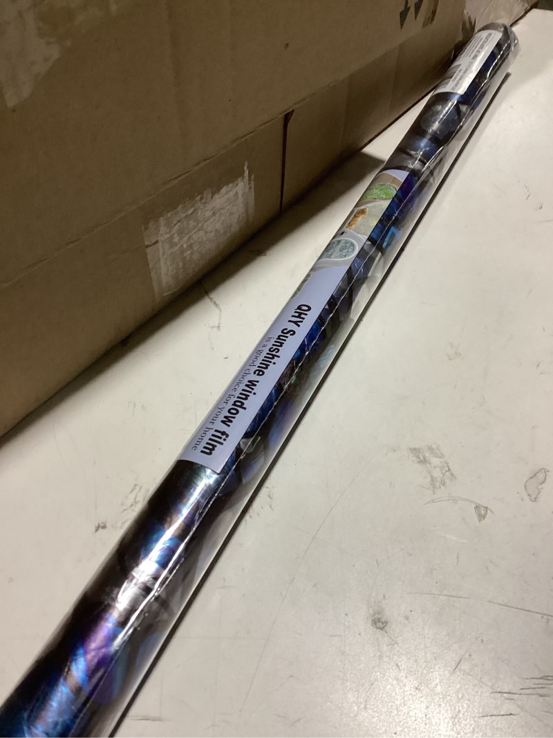 Condition photo showing Good Condition for qhy sunshine colorful rainbow stained glass window film non-adhesive window privacy film reusable decorative for room (chequered rainbow, 23.6 x 78.7 in) 23.6 x 78.7 in chequered rainbow