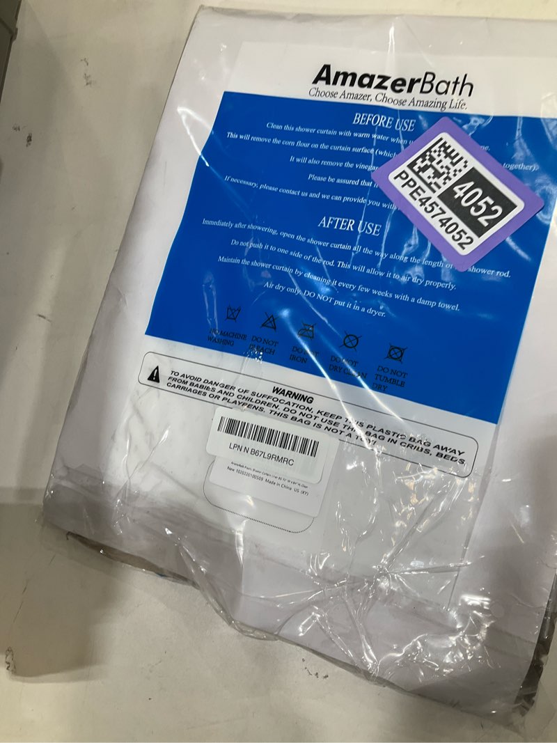 Condition photo showing New/Like New for AmazerBath Extra Long Shower Curtain Liner, Clear, 84 Inches Long, 72x84 Plastic Curtain Liner, Cute PEVA Tall Shower Liner for Bathroom with 3 Magnets Clear 72"W x 84"L (Pack of 1)