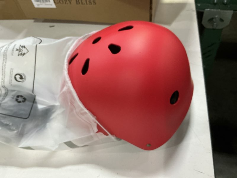Condition photo showing Good Condition for kids bike helmet, adjustable and multi-sport, from toddler to youth, 3 sizes red large: 22.4" - 24.0"