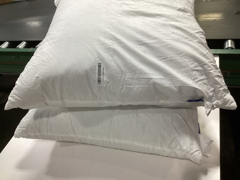 Condition photo showing As Is for MIULEE 26x26 Euro Pillow Inserts,Set of 2 Down Feather Throw Pillows for Couch Sofa Bed, Decorative Fluffy Throw Pillow Inserts Cotton Fabric,White 2 26x26 Inch