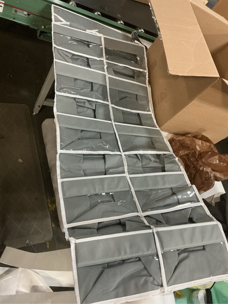 Condition photo showing Good Condition for yecaye 5-tier over the door organizer dual-column, 80lbs load stuffed animal storage of 10 compartments, heavy duty door organizer hanging for bedroom closet bathroom dorm pantry nursery shoes, gray grey 5 tier
