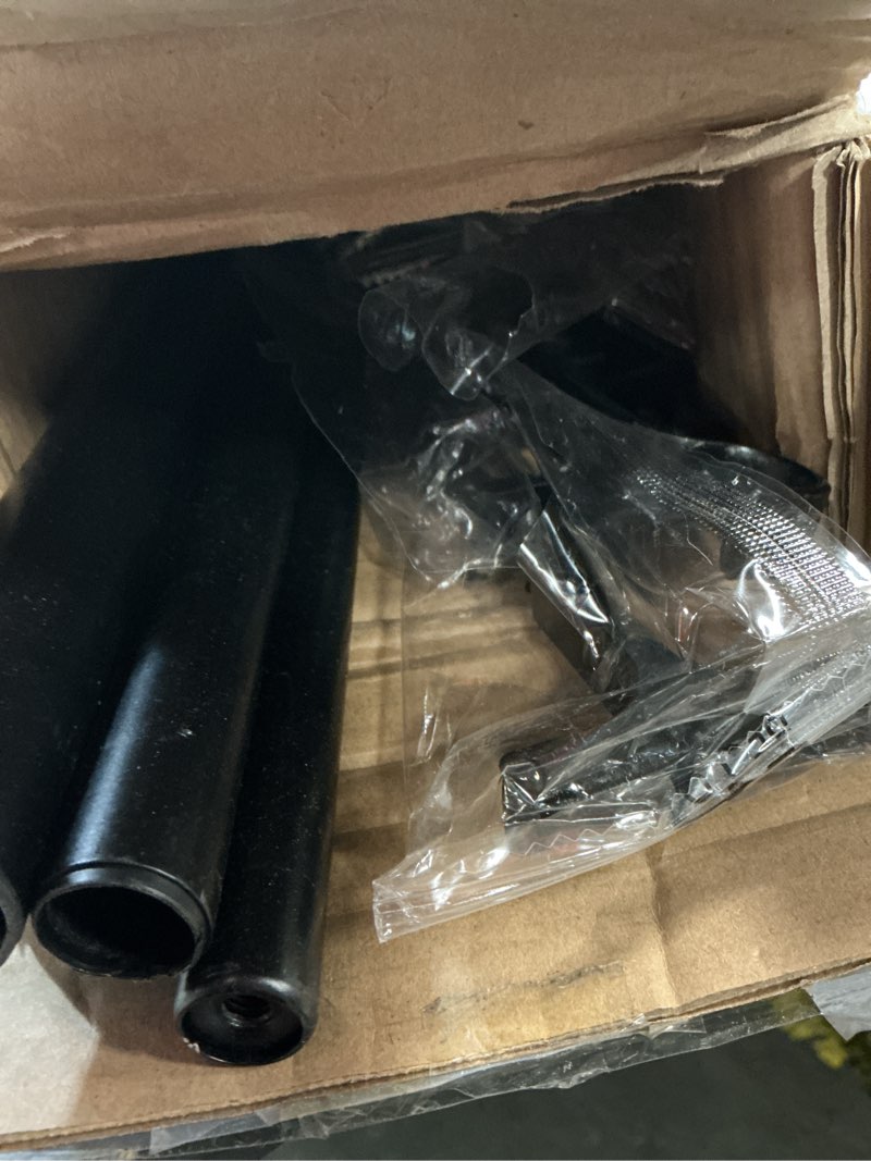 Condition photo showing Good Condition for Black Double Corner Window Curtain Rods with Aluminum End Cap Finials and Brackets,1 Inch Diameter Dual Bay Window Curtain Rods, Adjustable 2 Sided 32-58" and 32-86 Center Double Rod 32-58"&32-86"&32-58" Black