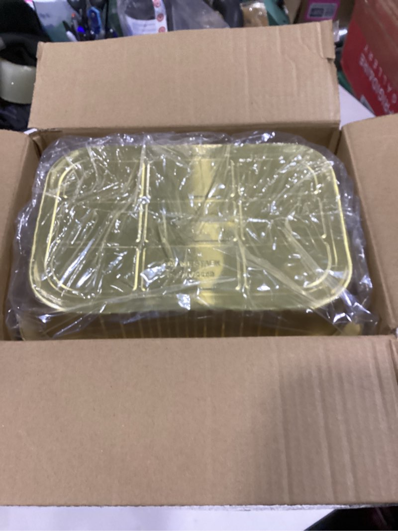 Condition photo showing Good Condition for 11"x 8" Sturdy Aluminum Foil Pans + Lids (50 Packs), 2X Thicker Heavy Duty for Oven, Grill, Microwavable Cooking Baking, Reusable Freezable Dishwasherable Disposable Foil Pan 74oz 74 oz (50 Pcs)
