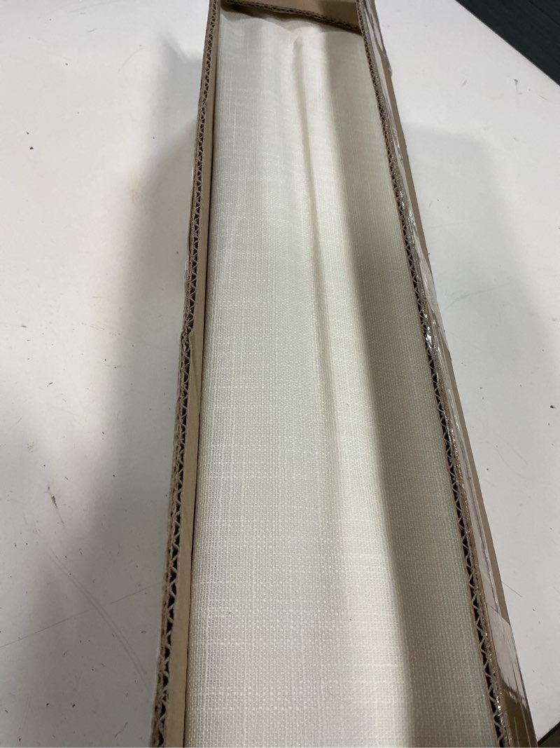 Condition photo showing Good Condition for 4-panel replacement fabric for sliding panel track blinds – 23" w x 96" l – fabric only – pre-attached hook & loop fasteners – trimmable, no bottom rail included, light filtering - white