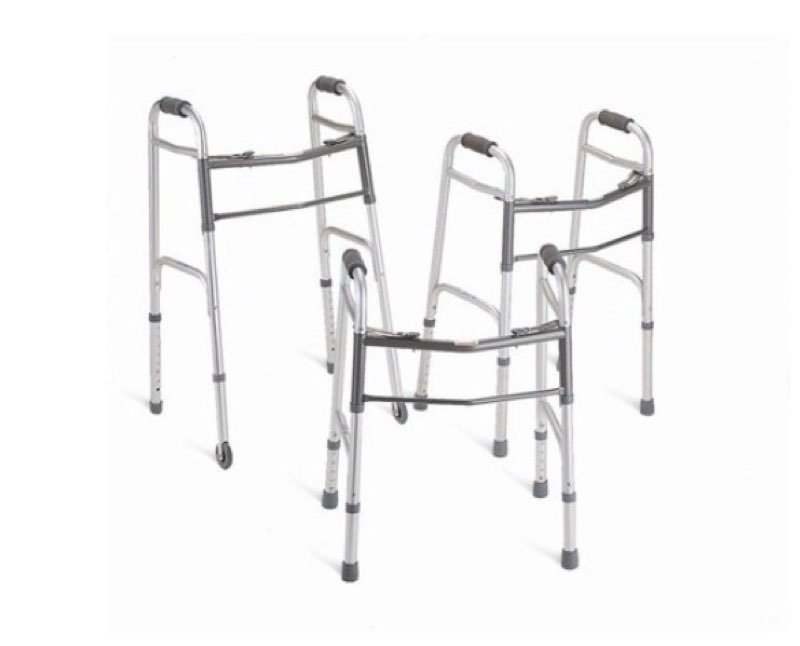 medline youth two button folding walkers with 5\" wheels