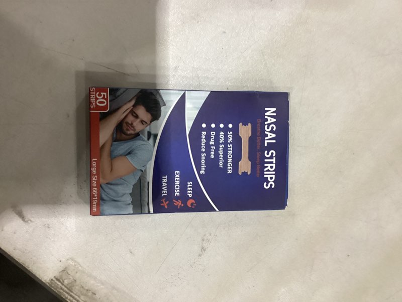 Condition photo showing As Is for Nasal Strips - 50 Count Nasal Strips for Snoring, Extra Strength Tan Nasal Breathing Strips to Improve Sleep, Instant Nasal Congestion Relief Caused by Colds & Allergies Large