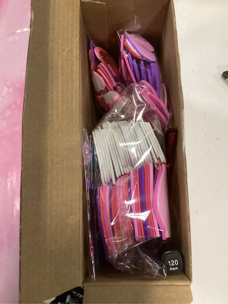 Condition photo showing New/Like New for ArtCreativity 314 PCS Valentine’s Day Bookmark Craft Kit - Makes 24 Bookmarks - Valentine Crafts for Kids Classroom - Valentines Bookmark Craft Kit with Hearts, Glitter Stickers, Rhinestones, Ribbons