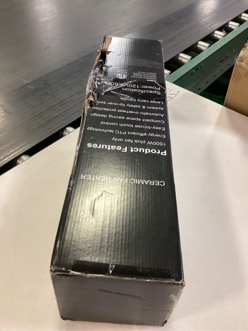 Condition photo showing New/Like New for Portable Space Heater, 1500W Ceramic Heating Fan with Thermostat, Remote Control, 3 Heating Modes, 70° Oscillation, Ideal for Office, Home, and Bedroom Use