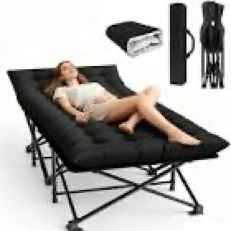 procands oversized xxl folding camping cot w/mat for adults,heavy duty outdoor bed with carry bag120