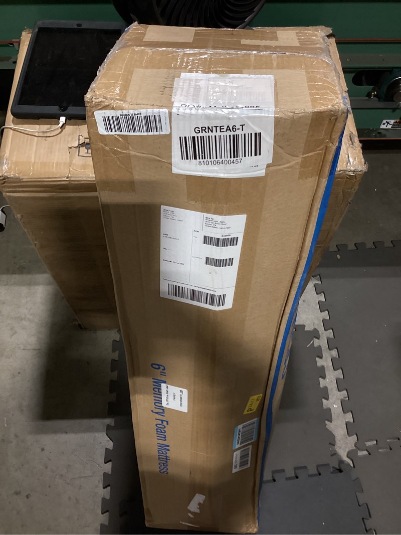 Condition photo showing As Is for twin mattress in a box, 6 inch mattresses for kids bed single size daybed individual bunk, memory foam medium firm