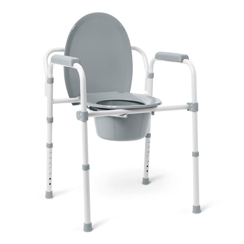 medline steel 3 in 1 elongated folding commode - each