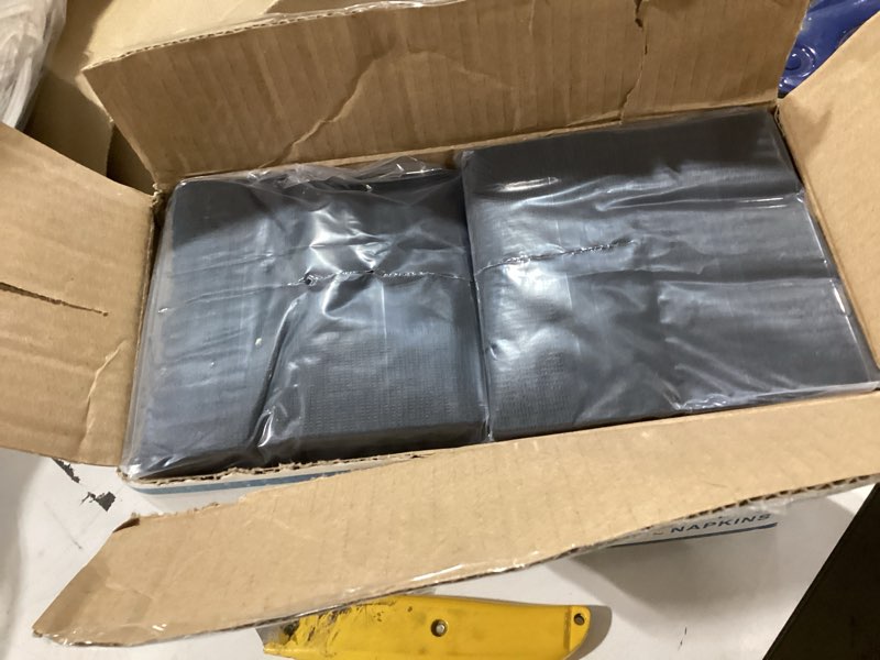 Condition photo showing New/Like New for 400 count black cocktail napkins, 4.75x4.75 inch 2-ply disposable paper napkins, bulk beverage napkins for dinner wedding bar party and daily use 400 count (4 packs) black