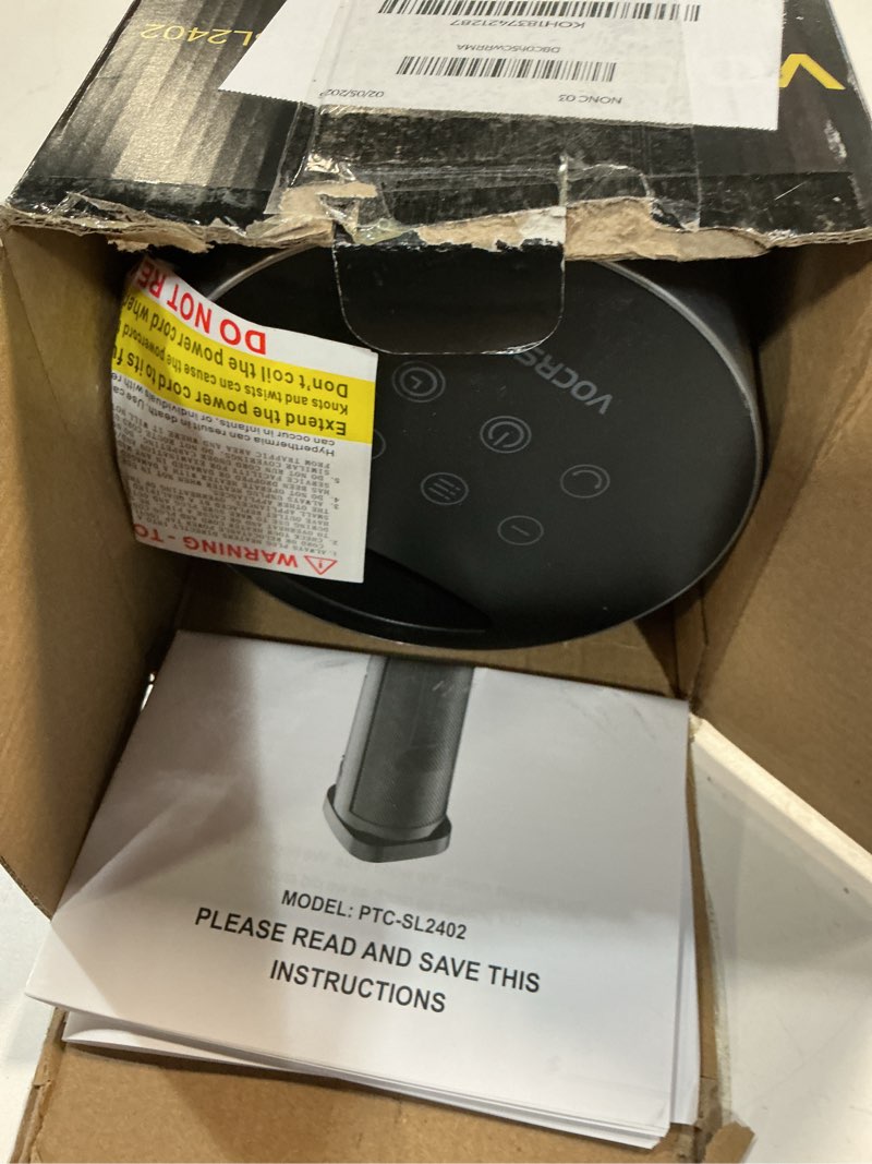 Condition photo showing As Is for Space Heater for Indoor Use with Remote - 70° Oscillating Tower Electric Heater, 24 Inchs, 12H Timer, 1500W Quiet PTC Ceramic Heating with Thermostat, Fast Safety Heat for Office, Home, Bedroom