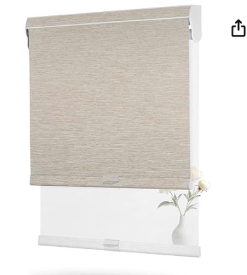 Boolegon Dual Roller Shades, Cordless Double Window Shades Blackout and Light Filtering Shades with Valance, Day and Night Roller Blinds for Home Office Door, Jacquard Beige & White, Custom Size