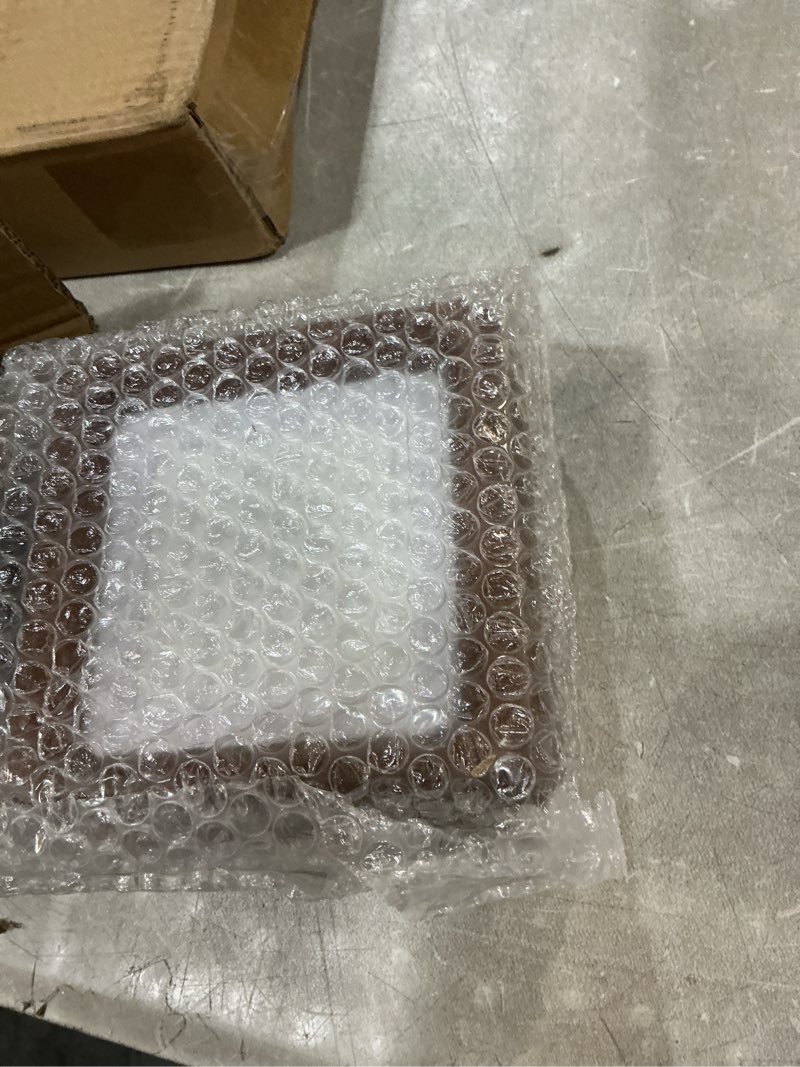 Condition photo showing New/Like New for helplex 4x4 matted to 3x3 square picture frame set of 2 - natural walnut wood with hd tempered glass, convertible design for wall or tabletop display - art gallery & luxury home office decor walnut 4x4 matted to 3x3