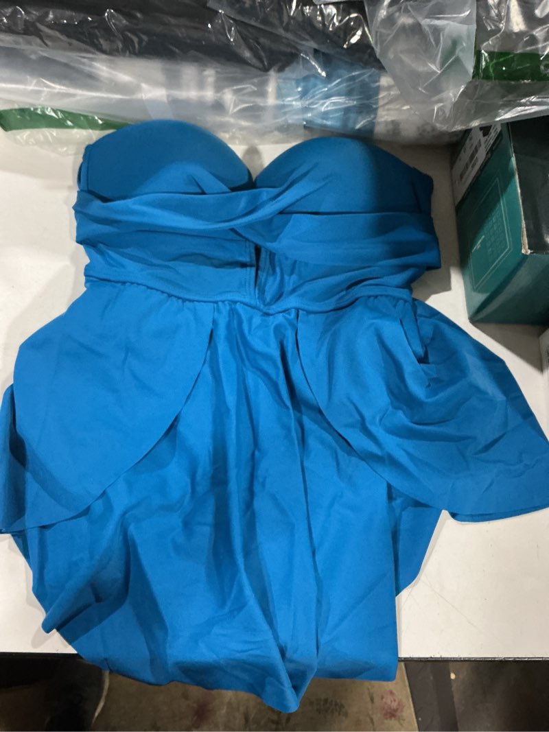 Condition photo showing Good Condition for xunyu one piece swimsuits for women bandeau strapless bathing suits tummy control modest swim dress cute teens swim suit 2026 peacock blue small