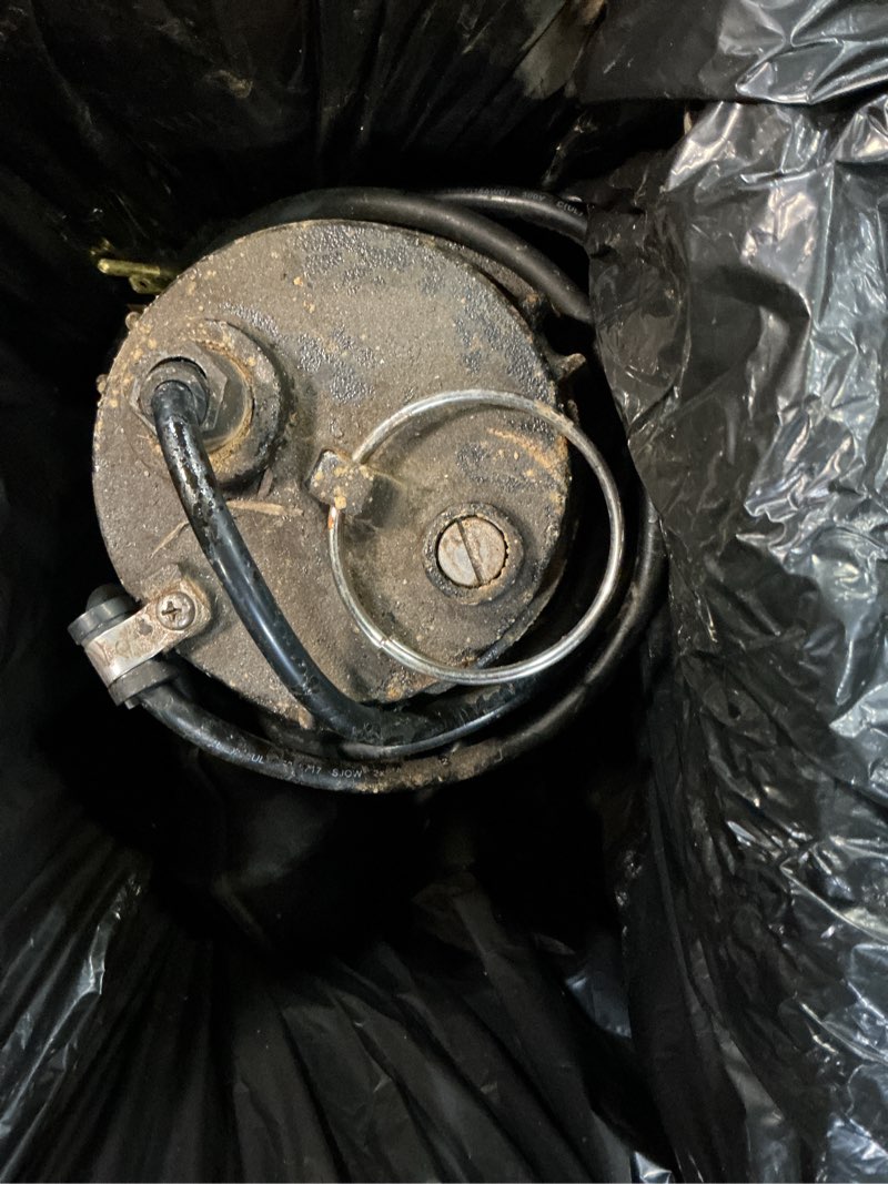Condition photo showing As Is for 1/2 hp cast iron effluent septic pump