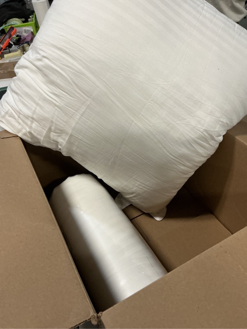 Condition photo showing Good Condition for Beckham Hotel Collection Euro Size Throw Pillows (Set of 2), 26 x 26 Down Alternative Pillow Insert for Bed, Couch, and Sofa European White