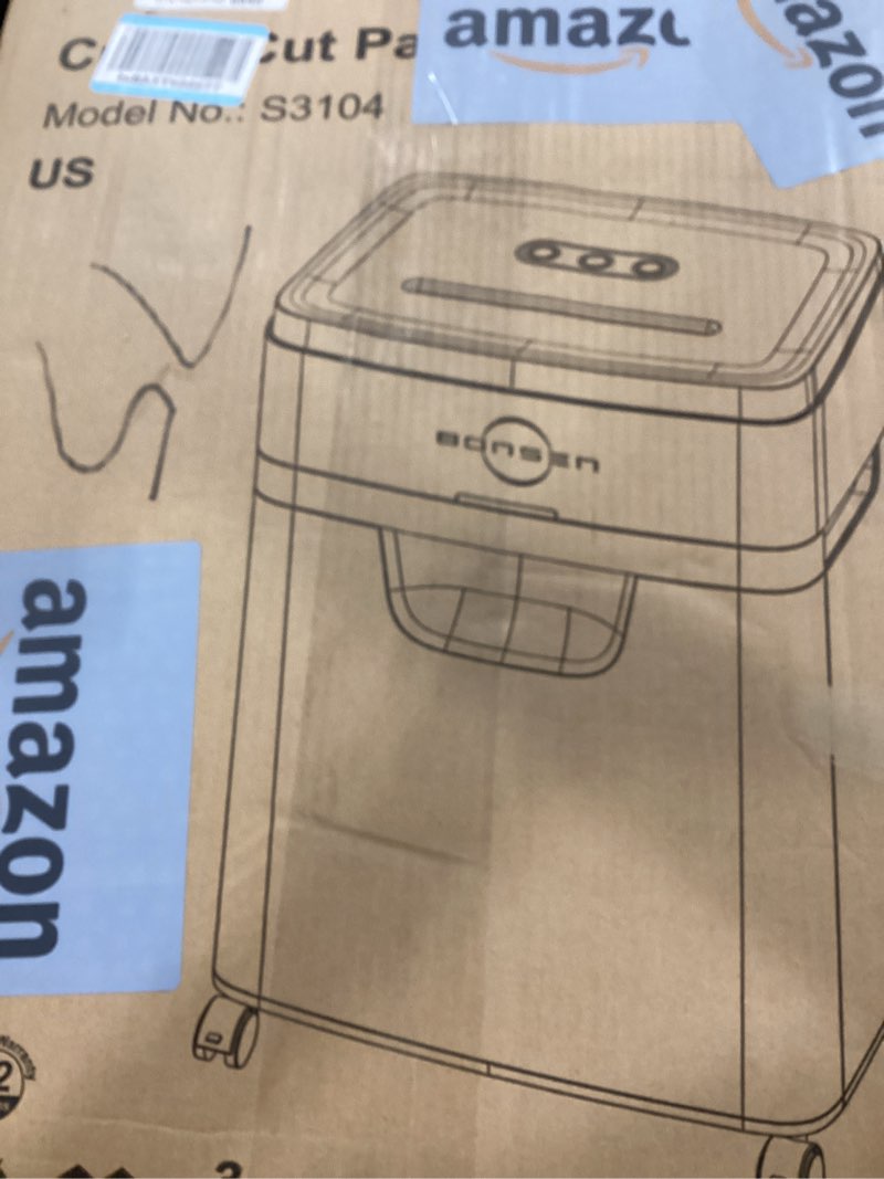 Condition photo showing Good Condition for bonsen paper shredder, 20-sheet 60 mins nonstop heavy duty paper shredder for office, 60db ultra quiet cross-cut shredder with 6.6 gals basket, anti-jam cd and credit shredder for home office (s3104)