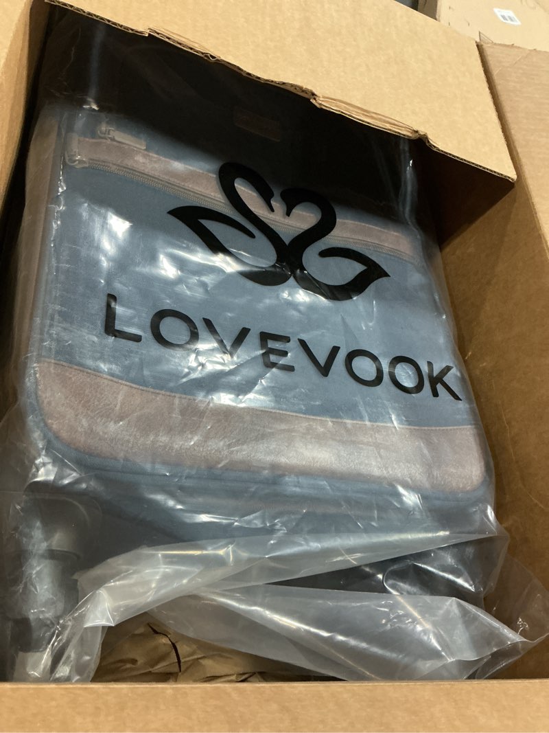 Condition photo showing New/Like New for lovevook carry on luggage 22x14x9 airline approved,20 inch suitcases with spinner wheels,softside carry-on suitcase with tsa lock for men women business trip weekender travel,navy blue&brown navy blue&brown 22 inch