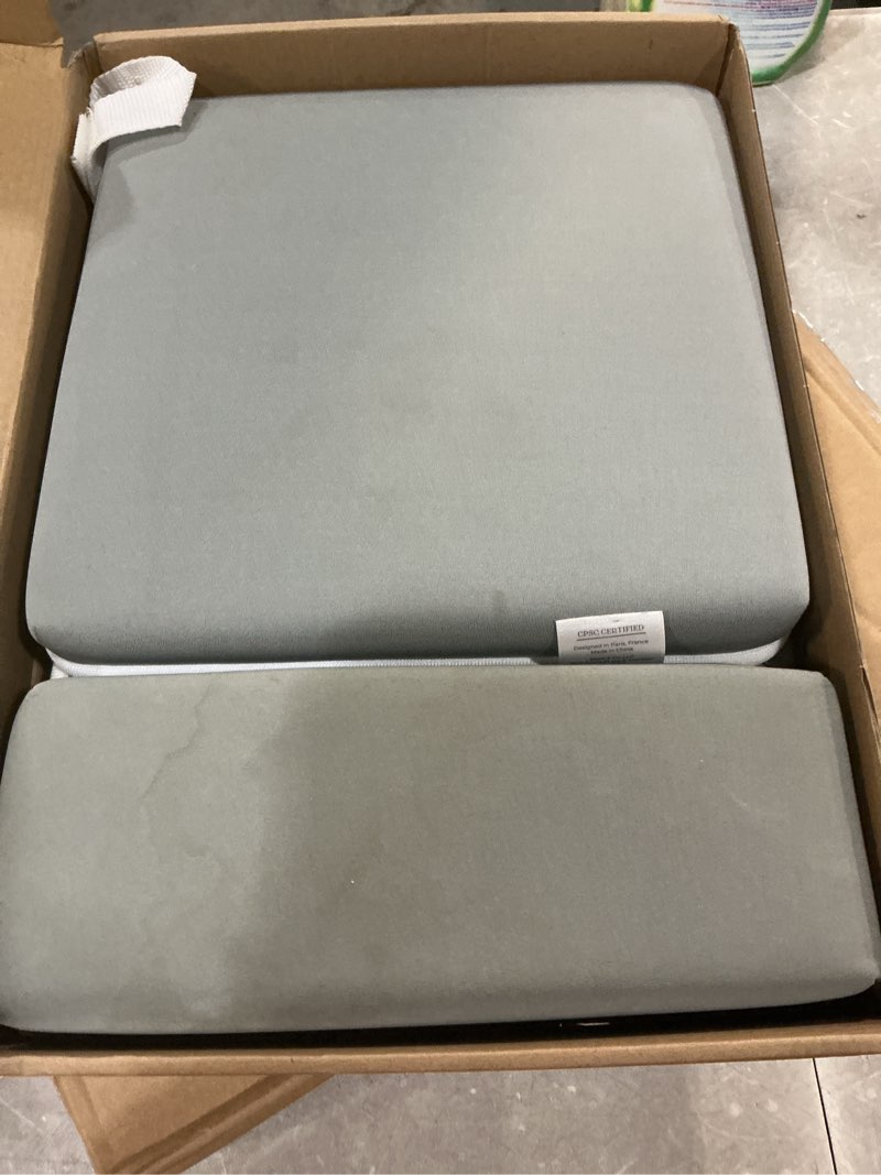 Condition photo showing New/Like New for comfortable baby bath kneeler and elbow rest pad set – thick memory foam bath kneeling pad with elbow support – baby bathtub cushion with toy organizer for bathing infant or toddler - grey 01/grey