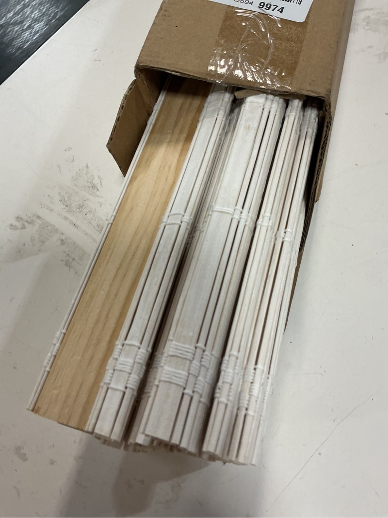 Condition photo showing Good Condition for lazblinds no tools no drill cordless bamboo roman shades, light filtering window treatment, roll up bamboo blinds for windows 20'' w x 48'' h, whitewash t light filtering-whitewash t 20" w x 48" h