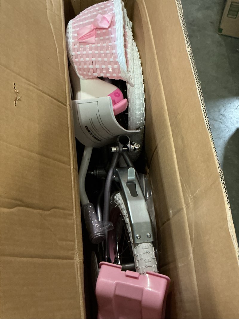 Condition photo showing Good Condition for glerc petal girls bike 12-18 inch for ages 2-9, kids bike with training wheels, basket & streamers, princess style kids bicycle, for girls purple 12 inch