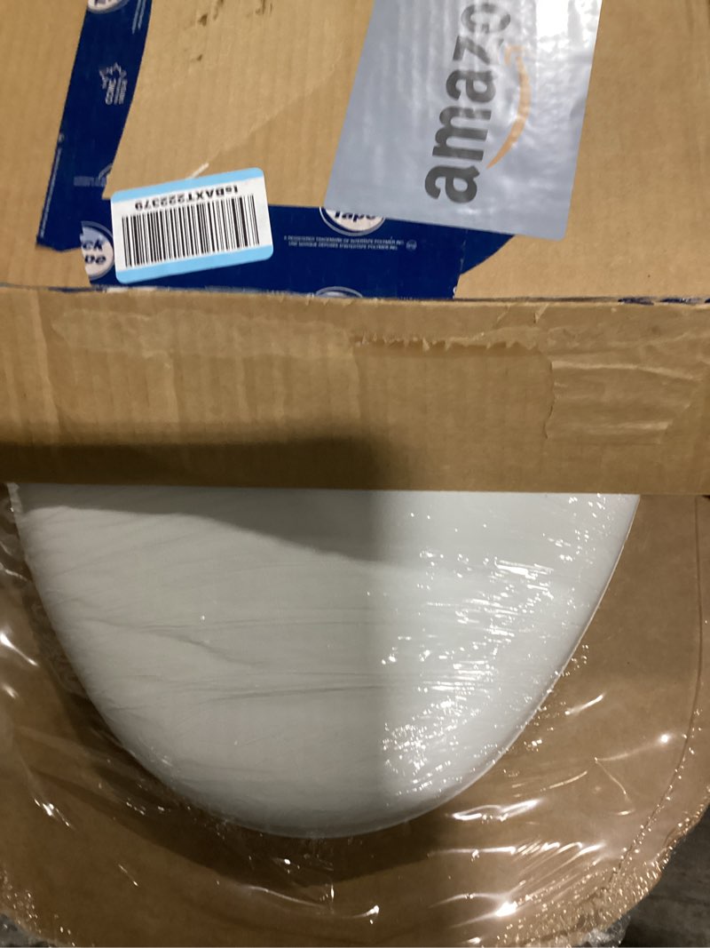 Condition photo showing New/Like New for mayfair padded toilet seat with chrome hinges, soft vinyl over wood core seat, made in usa, elongated, white