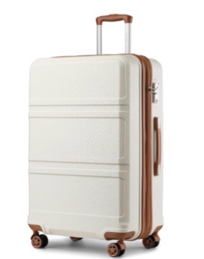 Kono 28 Inch Luggage Expandable Suitcase Lightweight with Spinner Wheels TSA Lock Hardside Large Checked Luggage Durable Rolling Suitcase Black Checked-Large 28-Inch cream