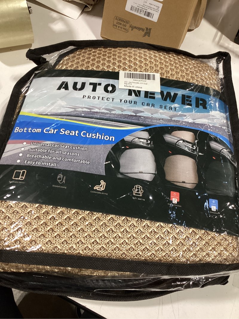 Condition photo showing As Is for auto newer breathable universal four seasons car seat covers, luxury car seat cushion?protectors for front seat bottoms,compatible with 95% vehicles? fit for cars truck suv (gold beige,2pcs) gold beige-2pcs