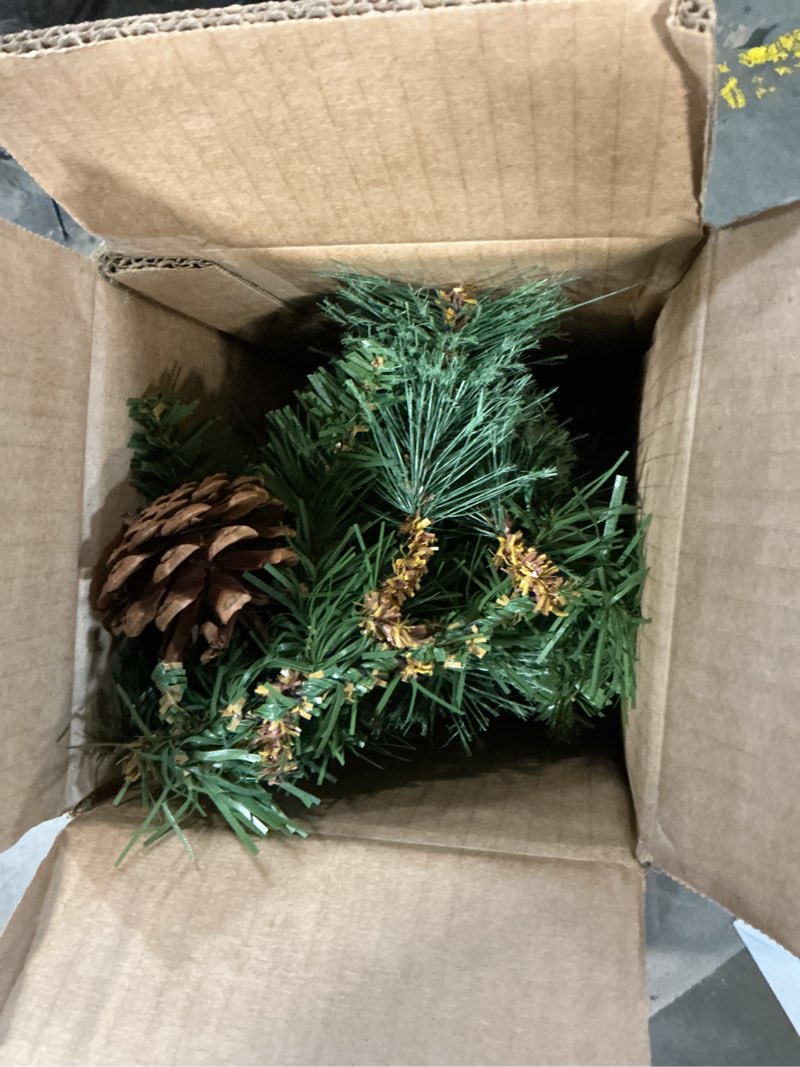 Condition photo showing Good Condition for Nearly Natural 6ft White Mountain Pine Artificial Garland with 35 Warm White LED Lights and Pinecones, Includes Battery Box