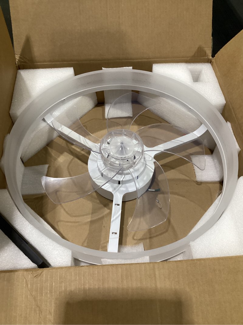 Condition photo showing As Is for Ceiling Fans with Lights and Remote, 20'' Low Profile Flush Mount, 6 Wind Speeds, Modern Dimmable LED Ceiling Fan, Smart Ceiling Fan for Bedroom, Kids Room (White) White-Y1095 20"