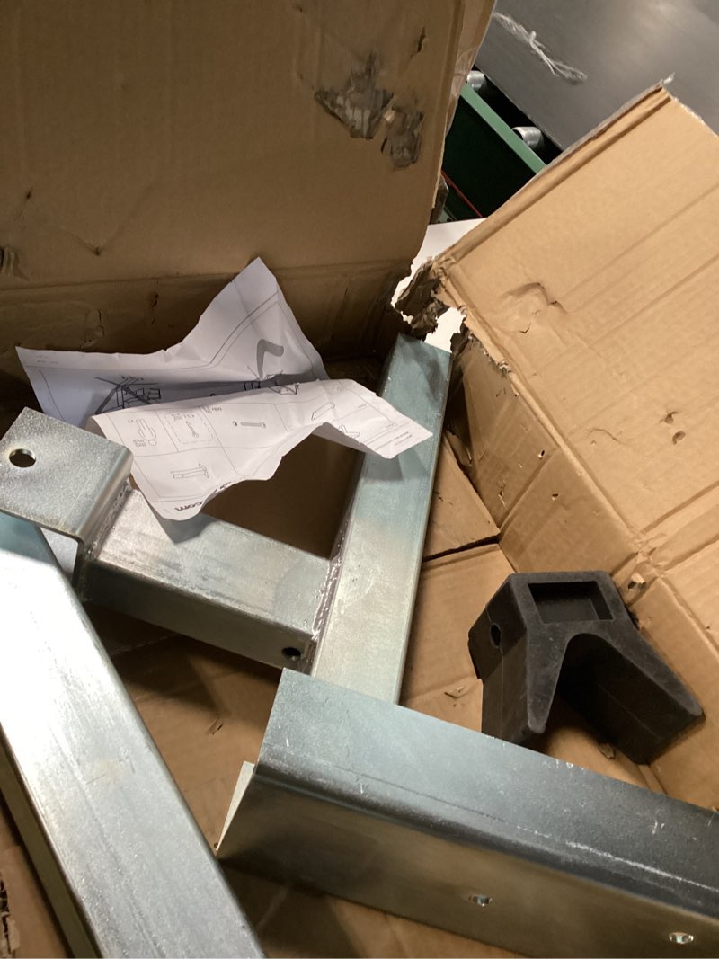 Condition photo showing As Is for Adjustable Galvanized Trailer Winch Stand | with Roller & U-Bolts | Compatible with 3" W x 4" H Trailer Tongue Winch Stands