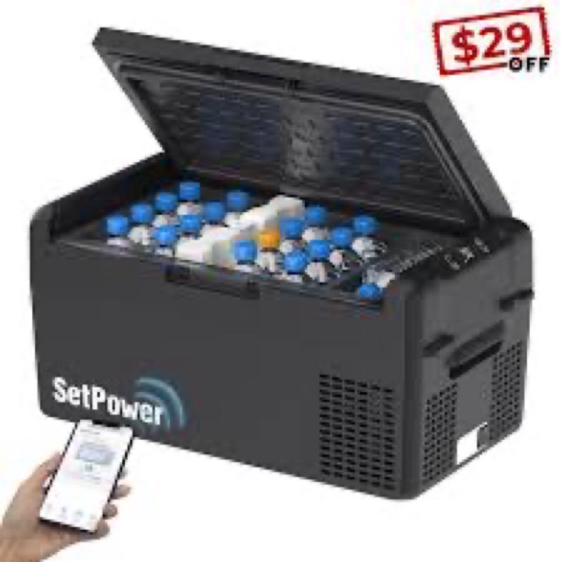 Setpower 12V Refrigerator 21 Quart Portable Freezer 50 Hours Keep Cool,Electric Cooler for Vehicles 