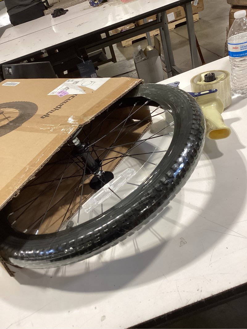 Condition photo showing Good Condition for 12/14/16/18/20 inch kids bike front wheels replacement with solid air rubber tire and inner tube, bicycle bike wheels don't fit with huffy bike(13 inch wrench included) 20 inch-black