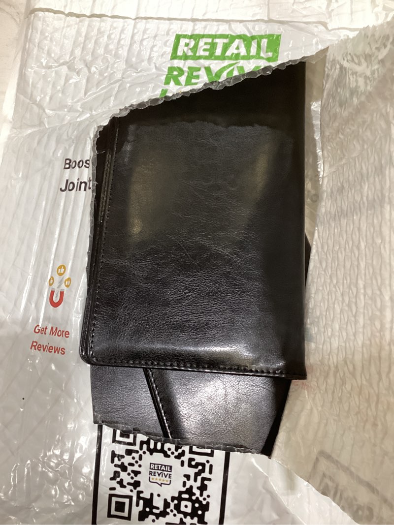 Retail Revive NFC Tap Check Holder, Black Leather Bill Presenter, Contactless Smartphone Tap, Compat