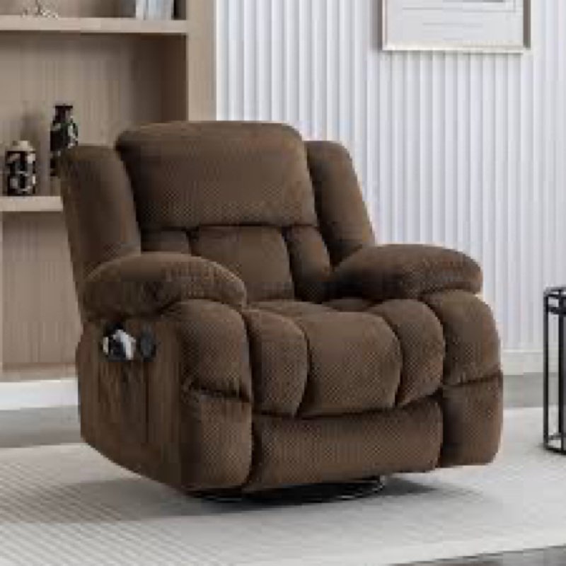 41.3" oversized swivel recliner chair with massage & heating