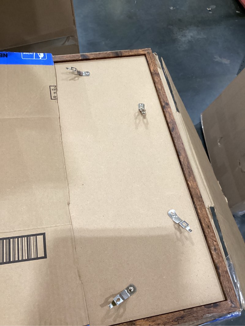 Condition photo showing As Is for wood 20x20 picture frame with 16x16 mat deep brown, display 16x16 with mat or 20x20 without mat, wood 20 by 20 photo frame, 20 x 20 frame for wall hanging display, deep brown 1 20x20 inch
