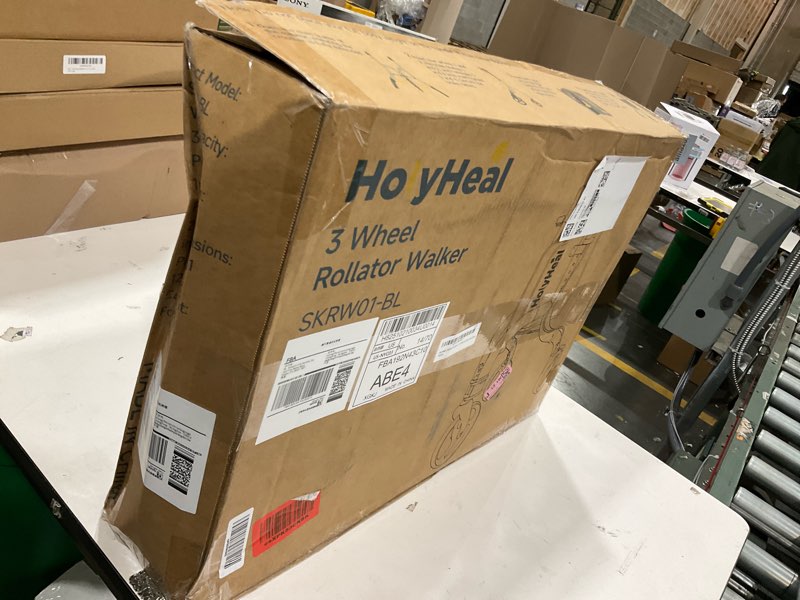 Condition photo showing As Is for 3 Wheel Walkers for Seniors, Lightweight Rollator Walkers Foldable for Elderly with Cane Hold and Cup Hold, Height Adjustable Aluminum Three Wheel Rolling Walker Mobility Aid, Blue