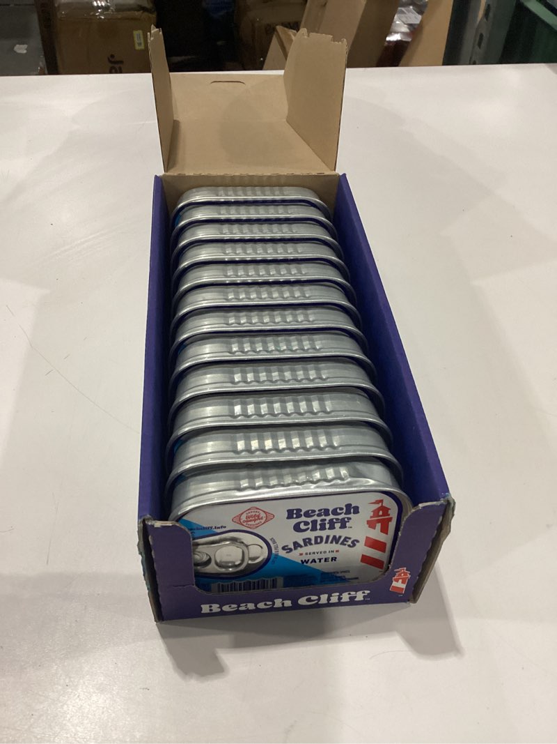 Condition photo showing New/Like New for Beach Cliff Sardines in Water, 3.75 oz Can (Pack of 12) - Wild Caught Sardines - 12g Protein per Serving - Gluten Free, Keto Friendly BEST BY MARCH 2028