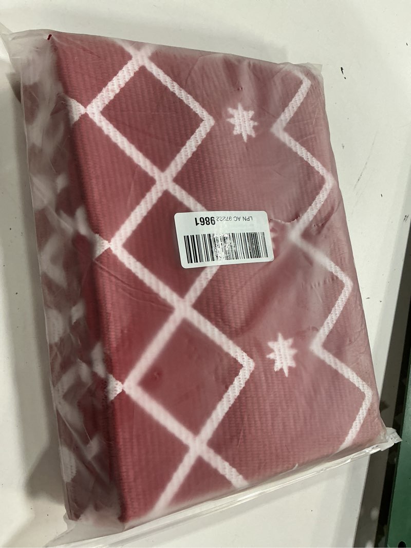 Condition photo showing New/Like New for 3' x 5' christmas area rug red snowflake pattern washable indoor carpet holiday decor for entryway bedroom kitchen living room soft low pile winter floor mat home accent rug 3' x 5' (rectangular) red snowflake