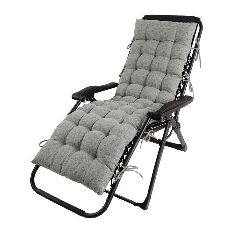 FlyGulls Lounge Chair Cushion Faux Linen Chaise Lounge Cushion with Ties Indoor Long Bench Cushion f