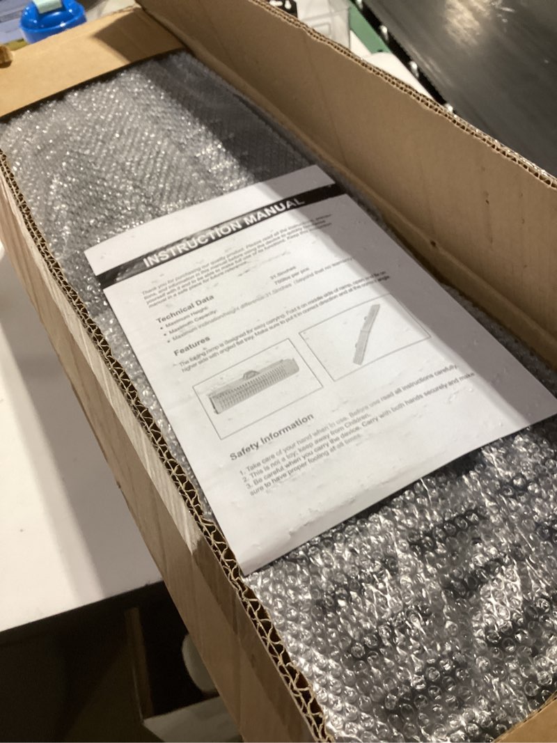 Condition photo showing Good Condition for 72.5" heavy duty folding loading ramps with sandblasted finish, 1500lb capacity, ideal for motorcycles, lawn mowers, atvs, utvs, and more – pack of 2 with safety straps and gloves