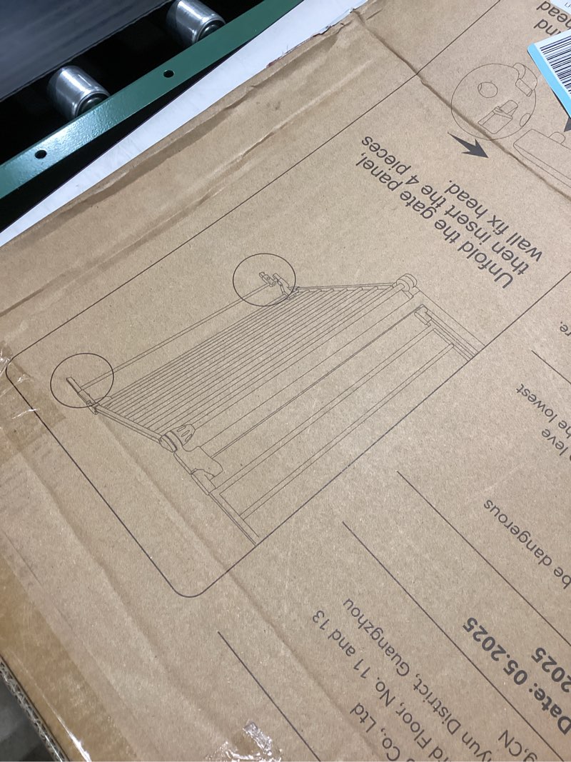 Condition photo showing New/Like New for COMOMY 80" Extra Wide Baby Gate, Dog Gate for House Stairs Doorways Fireplace, Auto Close Pet Gate with Door Walk Through, 3 Metal Panels, Hardware Mounted Baby Fence Indoor Outdoor(30" Tall, Black) 30"Tall 80" Wide Black